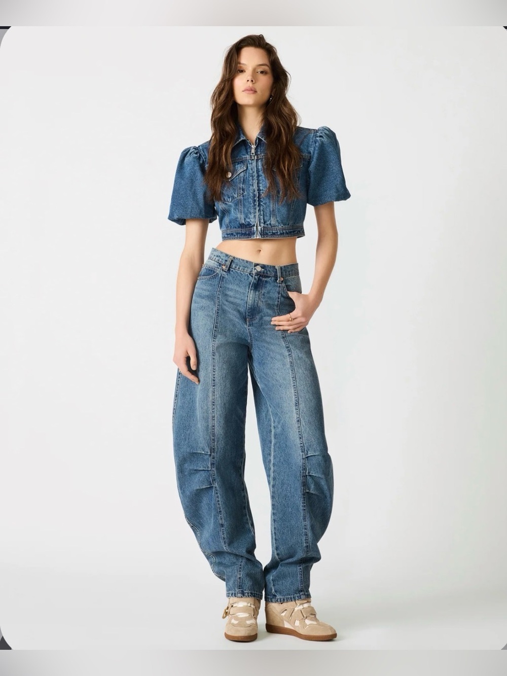 Steve Madden PLEATED BARREL LEG JEAN RAMONA WASH NWT